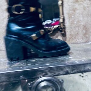Valentino Black and Gold Heeled Boots
